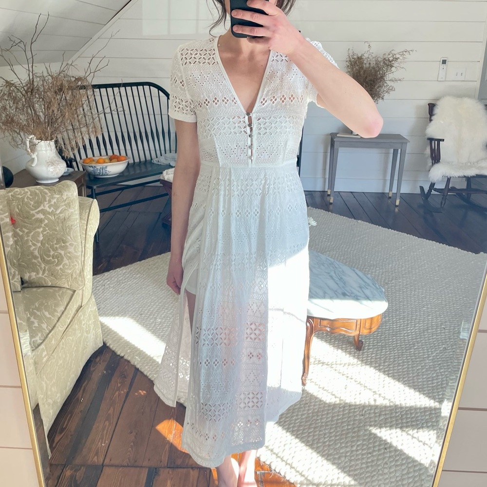 Showpo. White Midi Eyelet Dress